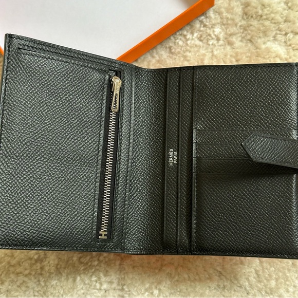HERMES Epsom Bearn Compact Wallet Black - Picture 3 of 4